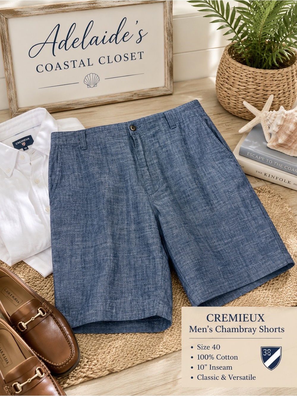 Daniel Cremieux Navy Textured Linen-Blend Cargo Shorts